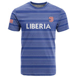 Custom Liberia Football T shirt African Tribal Pattern - Blue Jersey - African Pride