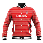 Custom Liberia Football Baseball Jacket African Tribal Pattern - Red Jersey - African Pride