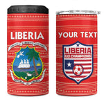 Custom Liberia Football 4 in 1 Can Cooler Tumbler African Tribal Pattern - Red Jersey - African Pride