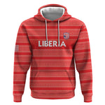 Custom Liberia Football Hoodie African Tribal Pattern - Red Jersey - African Pride