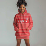 Custom Liberia Football Hoodie Dress African Tribal Pattern - Red Jersey - African Pride