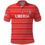 Custom Liberia Football Polo Shirt African Tribal Pattern - Red Jersey - African Pride