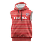 Custom Liberia Football Sleeveless Hoodie African Tribal Pattern - Red Jersey - African Pride