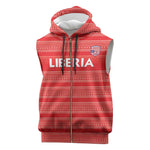 Custom Liberia Football Sleeveless Zip Hoodie African Tribal Pattern - Red Jersey - African Pride