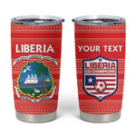 Custom Liberia Football Tumbler Cup African Tribal Pattern - Red Jersey - African Pride