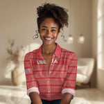 Custom Liberia Football Women Casual Shirt African Tribal Pattern - Red Jersey - African Pride