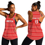 Custom Liberia Football Women Racerback Tank African Tribal Pattern - Red Jersey - African Pride