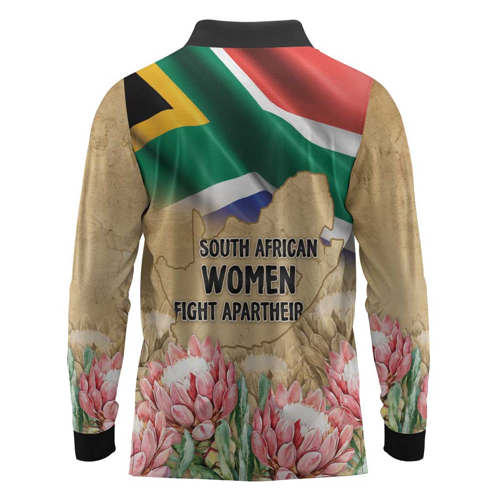 South African Women Fight Apartheir Long Sleeve Polo Shirt Wathint Abafazi Wathint Imbokodo - African Pride