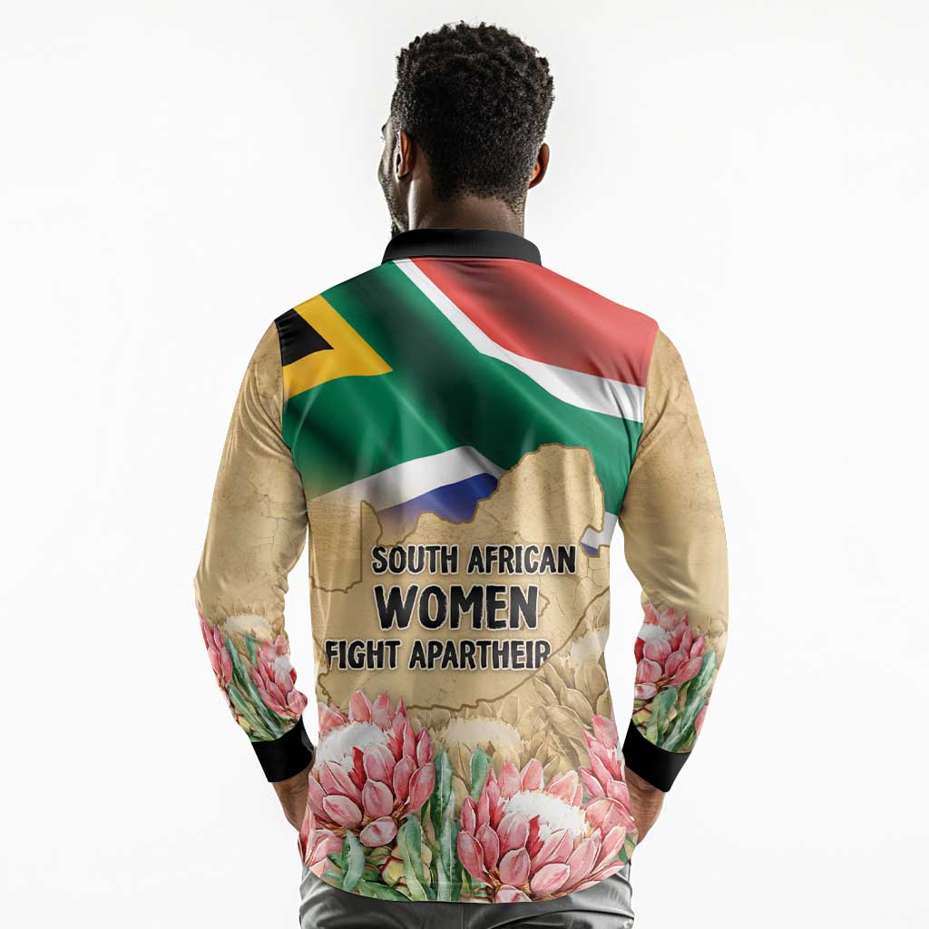 South African Women Fight Apartheir Long Sleeve Polo Shirt Wathint Abafazi Wathint Imbokodo - African Pride