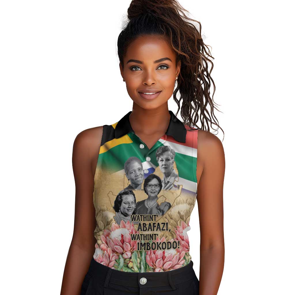 South African Women Fight Apartheir Women Sleeveless Polo Shirt Wathint Abafazi Wathint Imbokodo - African Pride