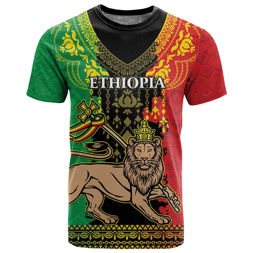 Personalised Afro Ethiopia T shirt Lion Of Judah - African Pattern