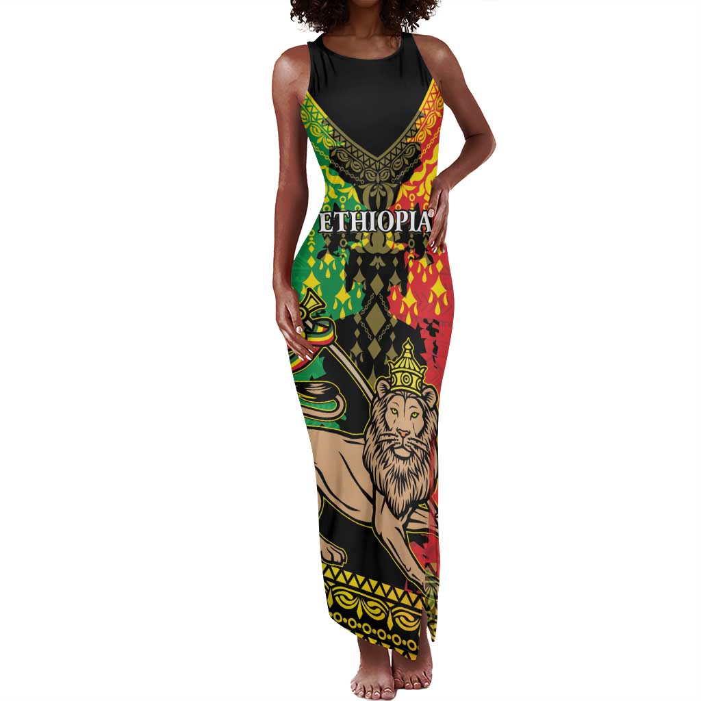 Ethiopia Saba Kemis Summer Maxi Dress Lion Of Judah Black Color LT15 main image 1