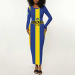 Custom Afro Tanzania Football Long Sleeve Bodycon Dress We Are Champions LT15