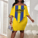 Custom Afro Tanzania Football Off Shoulder Short Dress We Are Champions