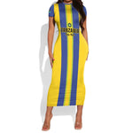 Custom Afro Tanzania Football Short Sleeve Bodycon Dress We Are Champions LT15