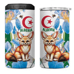 Afro Algeria 4 in 1 Can Cooler Tumbler Fennec Fox With Blue Isris Flower