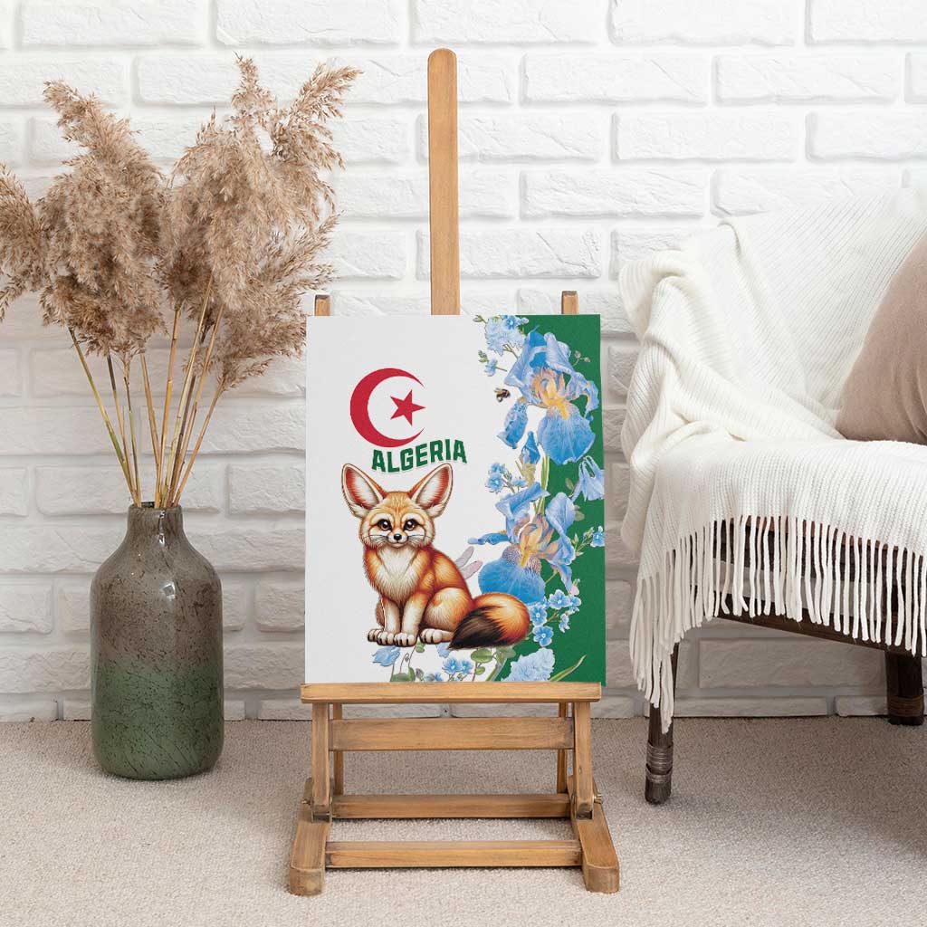 Afro Algeria Canvas Wall Art Fennec Fox With Blue Isris Flower