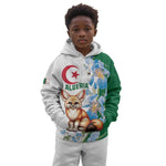 Afro Algeria Kid Hoodie Fennec Fox With Blue Isris Flower