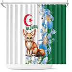 Afro Algeria Shower Curtain Fennec Fox With Blue Isris Flower