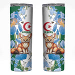 Afro Algeria Skinny Tumbler Fennec Fox With Blue Isris Flower