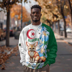 Afro Algeria Sweatshirt Fennec Fox With Blue Isris Flower