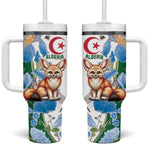 Afro Algeria Tumbler With Handle Fennec Fox With Blue Isris Flower
