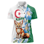 Afro Algeria Women Polo Shirt Fennec Fox With Blue Isris Flower