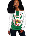 Personalised Afro Algeria Off Shoulder Sweater Coat Of Arms With Islamic Pattern