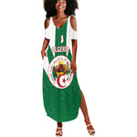 Personalised Afro Algeria Summer Maxi Dress Coat Of Arms With Islamic Pattern