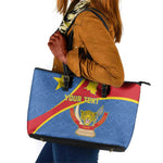 Personalised DR Congo Leather Tote Bag Coat Of Arms With Map