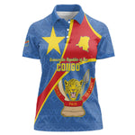 Personalised DR Congo Women Polo Shirt Coat Of Arms With Map