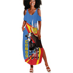 DR Congo Summer Maxi Dress Okapi Coat Of Arms