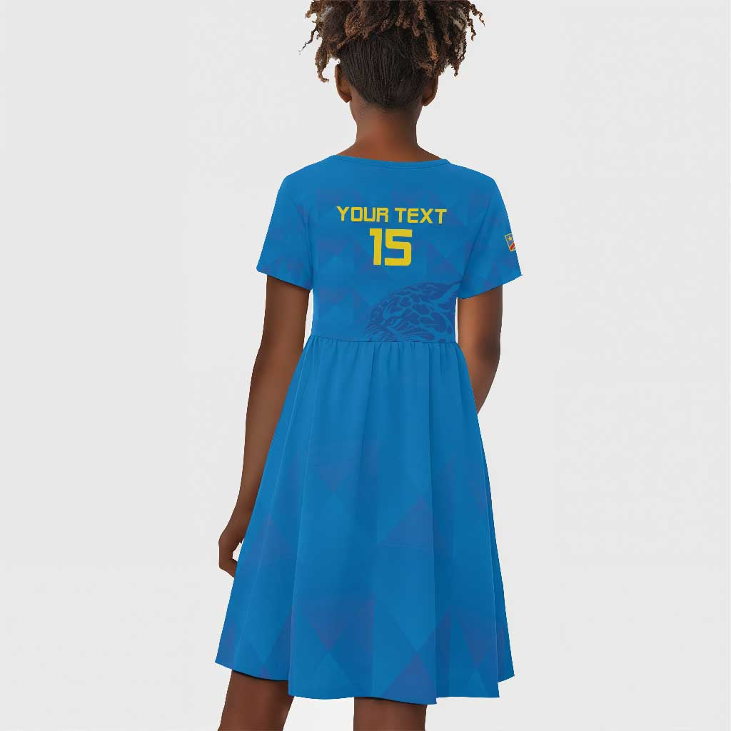 DR Congo Football Custom Kid Short Sleeve Dress Go Champions