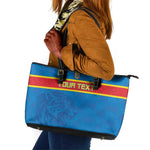 DR Congo Football Custom Leather Tote Bag Go Champions