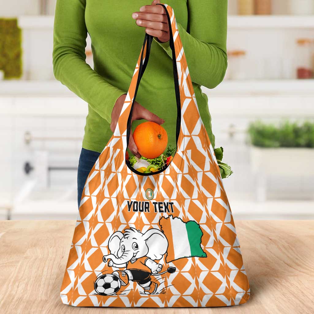 Custom Ivory Coast Football Grocery Bag Go Champions