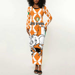 Custom Ivory Coast Football Long Sleeve Bodycon Dress Go Champions LT15