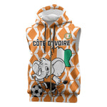Custom Ivory Coast Football Sleeveless Zip Hoodie Go Champions - African Pride