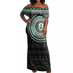 Nigeria African Tribal Pattern Off Shoulder Maxi Dress Chest Arm Tattoo