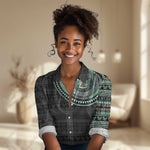 Nigeria African Tribal Pattern Women Casual Shirt Chest Arm Tattoo