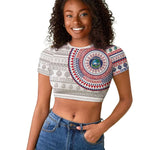 Liberia African Tribal Pattern Raglan Cropped T shirt Chest Arm Tattoo