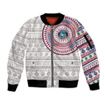 Liberia African Tribal Pattern Sleeve Zip Bomber Jacket Chest Arm Tattoo