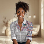 Liberia African Tribal Pattern Women Casual Shirt Chest Arm Tattoo