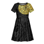 Eritrea African Tribal Mix Paisley Pattern Kid Short Sleeve Dress Chest Arm Tattoo