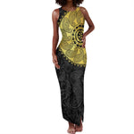 Eritrea African Tribal Mix Paisley Pattern Tank Maxi Dress Chest Arm Tattoo