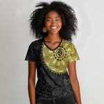 Eritrea African Tribal Mix Paisley Pattern Women V-Neck T-Shirt Chest Arm Tattoo
