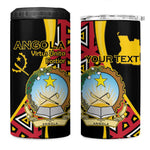 Personalized República de Angola 4 in 1 Can Cooler Tumbler Coat Of Arms With Map