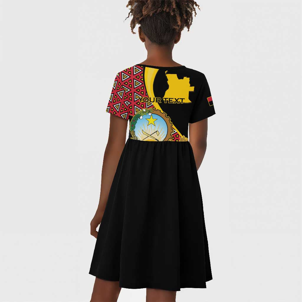 Personalized República de Angola Kid Short Sleeve Dress Coat Of Arms With Map