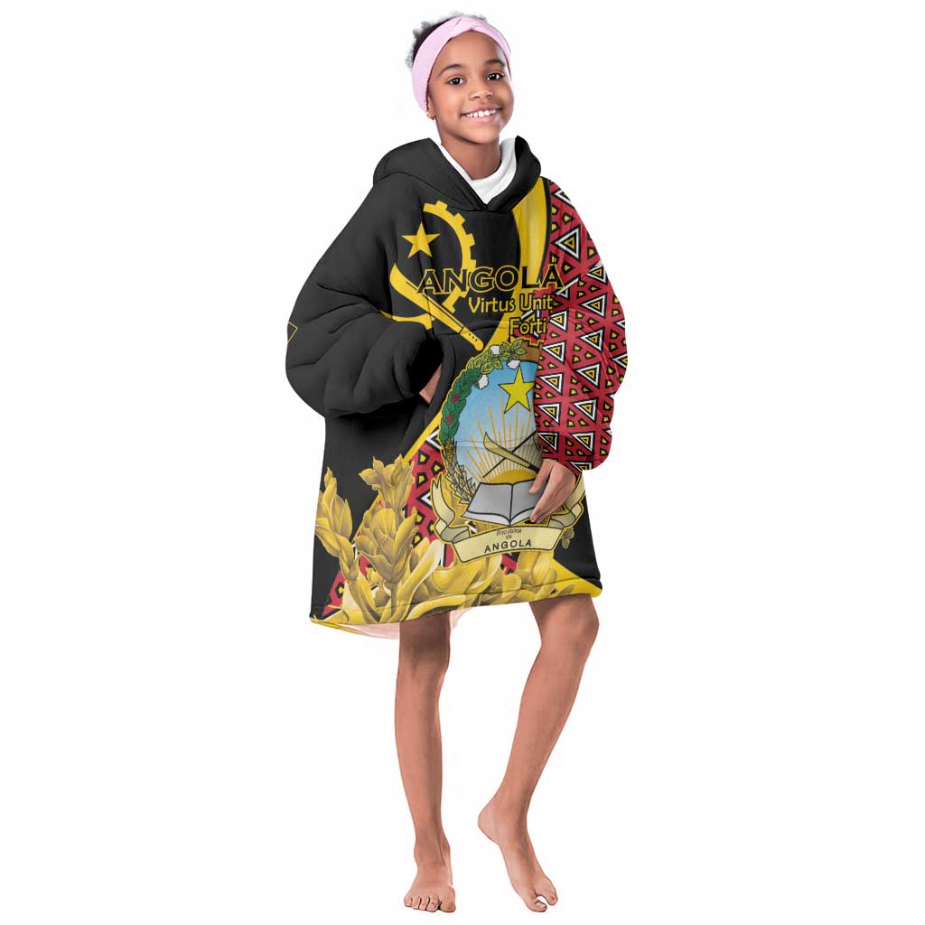Personalized República de Angola Kid Wearable Blanket Hoodie Coat Of Arms With Map