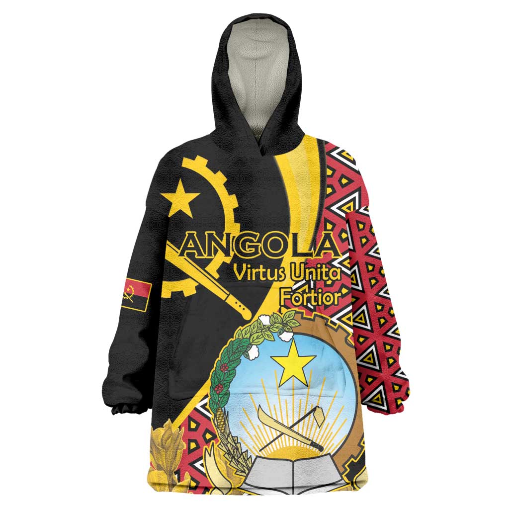 Personalized República de Angola Kid Wearable Blanket Hoodie Coat Of Arms With Map