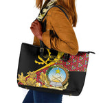Personalized República de Angola Leather Tote Bag Coat Of Arms With Map